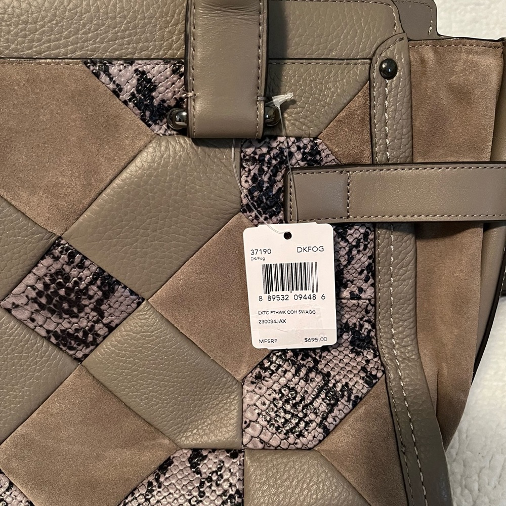 Retired Coach Purse Swagger In Patchwork Exotic Embossed Leather - Picture 8 of 12
